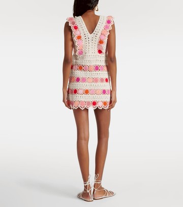 Anna Kosturova Bouquet floral cotton crochet minidress