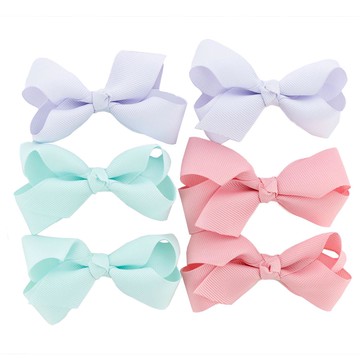 日本 Catherine Cottage - 浪漫蝴蝶結三種配色髮夾(6入組)-藍紫x薄荷綠x玫紅