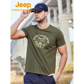 Jeep吉普男士短袖t恤戶外夏新款體恤寬松透氣速干上衣跑步運動服