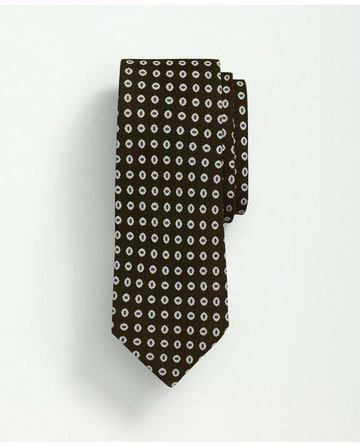 Brooks Brothers Men's Linen Silk Alternating Mini Flower Tie | Brown | Size Regular
