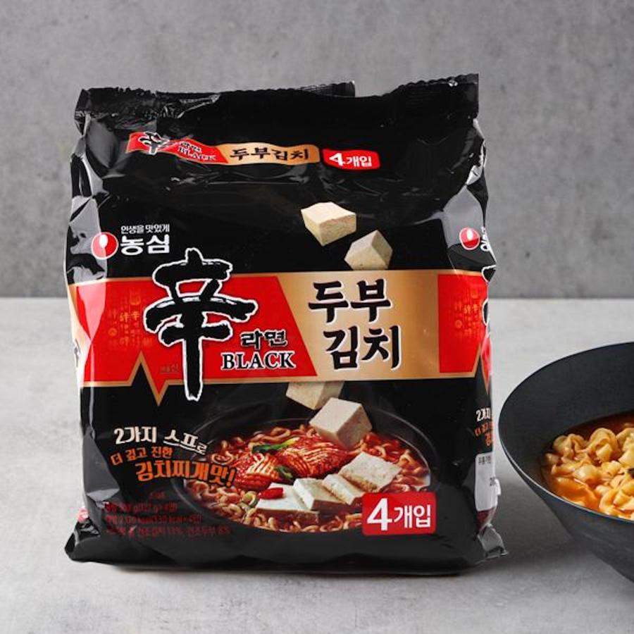 [農心] 辛ラーメンブラック 豆腐キムチ 4食入 袋麺   127g(4食入) 袋ラーメン ノンシム 韓国らーめん