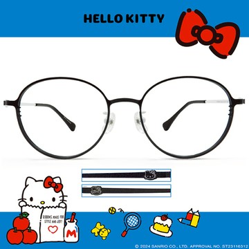 HELLO KITTY▪︎經典｜小貓鬍鬚樣 梨圓框眼鏡｜星夜黑