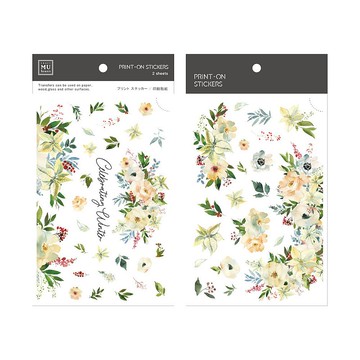 【Print-On Stickers 轉印貼紙】no.151-白色恩典 | 花草系列
