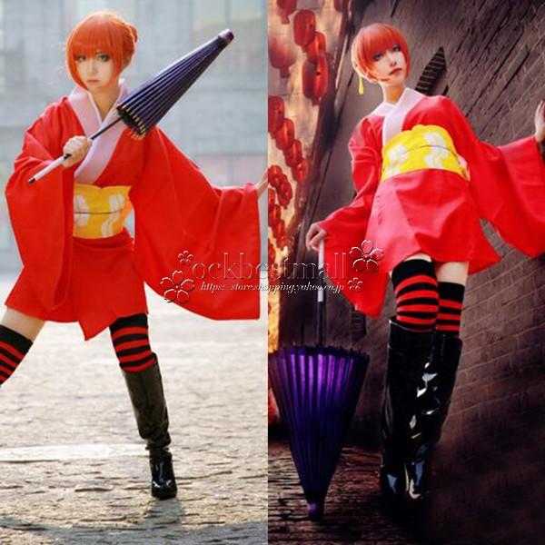 銀魂 風 神楽 コスプレ衣装 着物 ウィッグ コスチューム cosplay