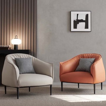 可開發票 廠家直銷 北歐單人沙髮輕奢酒店臥室小公寓客廳陽臺休閒洽談懶人皮藝沙髮椅