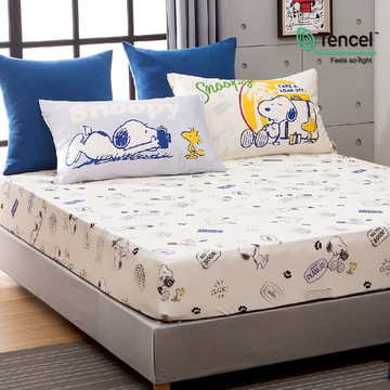 SNOOPY床包組-內含床包+枕套 /300織天絲 /SN513笑一個