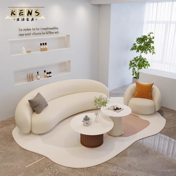 工廠直銷 沙發 沙發床 接待沙發 可開發票 奶油風弧形沙發簡約創意民宿美甲店美容院接待服裝店會客區沙發全館折扣/店長優選k553