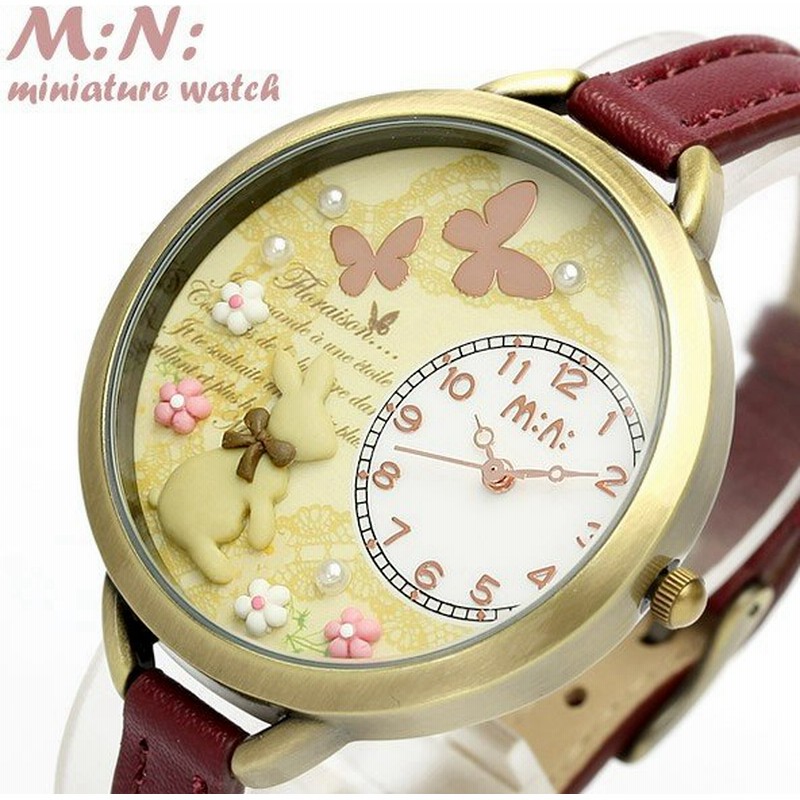 Mini ミニ ハンドメイド デコウォッチ 腕時計 レディース キッズ アンティーク調 うさぎ 蝶 レッドブラウン 本革レザー クラフト 3dミニチュア Mn8 通販 Lineポイント最大0 5 Get Lineショッピング