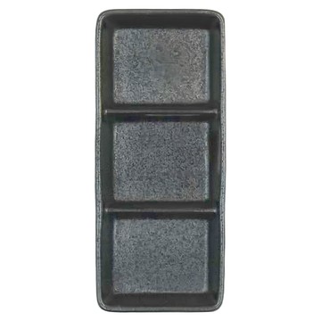 黑結晶三格皿 日本製  XL13057-19B  1個  黑色