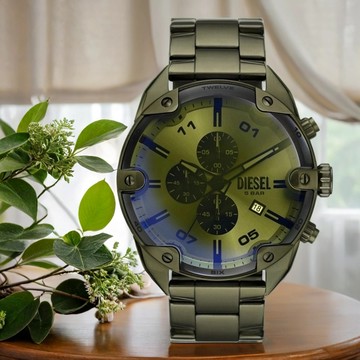 DIESEL Spiked 大錶徑個性三眼計時手錶-49mm DZ4670