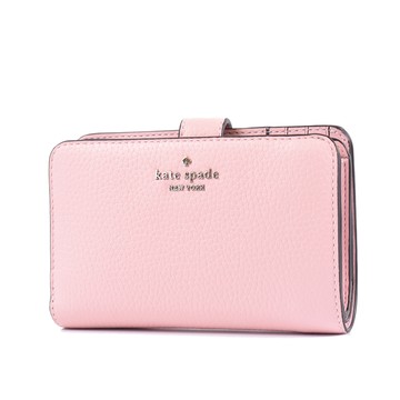 KATE SPADE Lena 荔枝紋釦式中夾-芭蕾粉