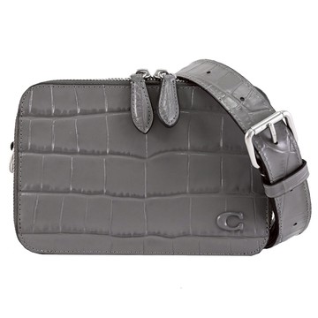 COACH CW431 CHARTER 質感鱷魚壓紋雙層斜背包.灰