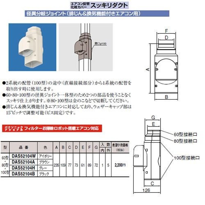 エアコン用配管カバー80型アイボリー - 空調