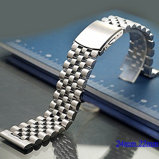 錶帶 全新 不鏽鋼實心五珠摺疊扣-螺栓接合款金屬快拆錶帶 ( 24mm.22mm.20mm )