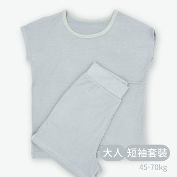 minihope輕柔感短袖套裝(大人)-灰藍