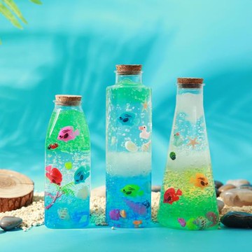 泡大珠海洋瓶子許愿玻璃瓶水寶寶手工diy材料木塞兒童塑料漂流瓶