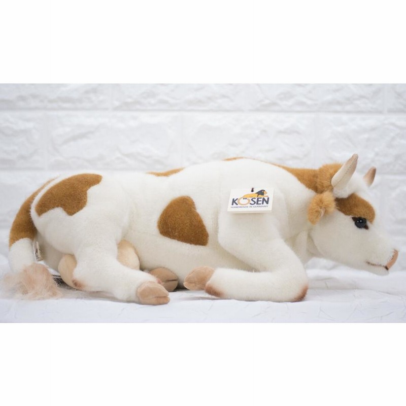 ケーセン ぬいぐるみ kosen うし 伏せ 茶白 39cm Cow, Lying リアル ...