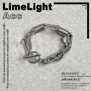 ☆LimeLight☆ 雙層鍊 / 鈦鋼 / 飾品 / 一字扣 / 方形 / 手鍊 27