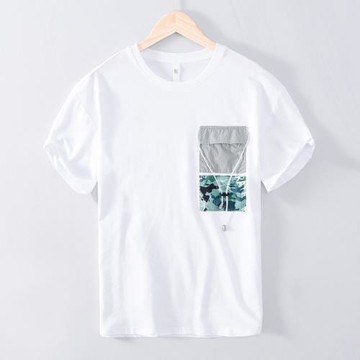 夏季純棉男士短袖T恤半袖衫潮牌青年薄款印花休閑圓領體恤打底潮T