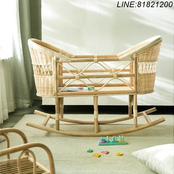 免運/速發 開立發票 支持訂製 日式家具 藤編家具 小戶型嬰兒床加高新生兒寶寶bb搖籃兒童床護圍北歐藤編嬰兒床圍床 自有 支持訂製