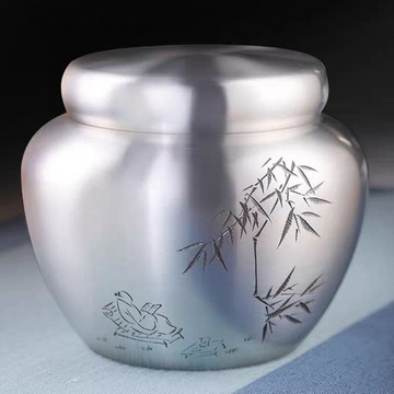 純錫茶葉罐 閒庭影茶倉 大號純錫罐 手工雕刻本色密封茶葉罐