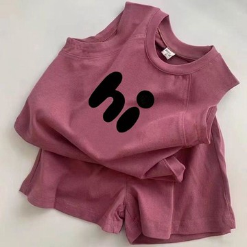 Mimo⭐純棉兒童無袖背心套裝夏季男女童寶寶洋氣休閒寬鬆運動套
