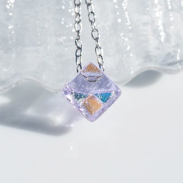 12月誕生石玻璃(堇青石【小巧款】)鍊墜項鍊 【可選棉繩、Silver 925】【預約製作】