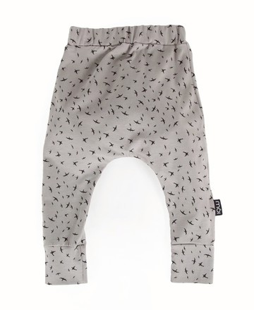 Moi Kids 冰島有機棉童裝哈倫長褲5歲至8歲 灰小鳥