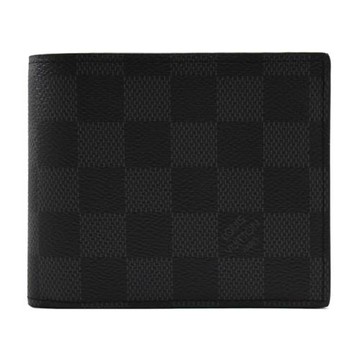 Louis Vuitton LV N60053 AMERIGO 黑棋盤格紋對開零錢短夾