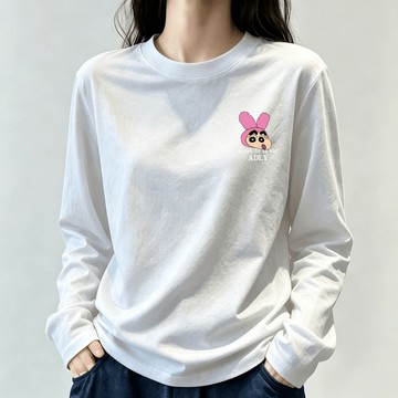 免運 卡通潮牌T恤 大碼女裝 韓系 寬鬆大學t長袖 oversize 長t shirt 長袖 打底衫衣服 棉t 1754