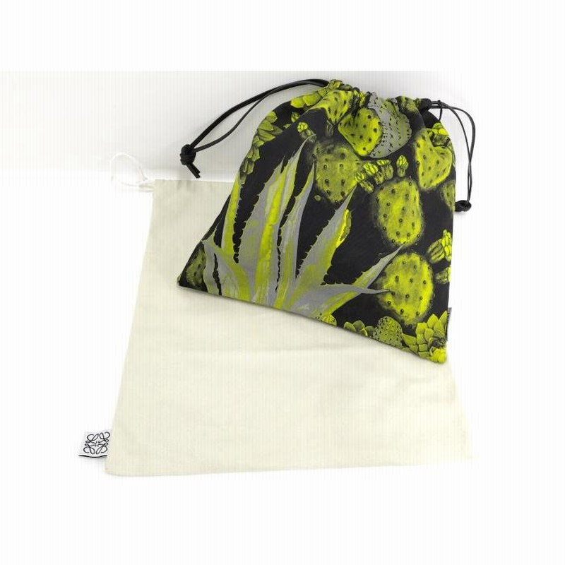 初売り 福袋 中古】LOEWE ドローストリング ポーチ サボテン 巾着キャンバス 財布・ケース・小物入れ