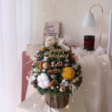 可愛小熊雪松聖誕樹黃色裝飾 永生聖誕樹 聖誕節裝飾 聖誕禮物