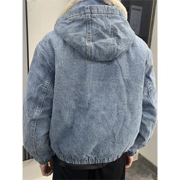 24FW Faux Shearling Lined Bomber Jacket羊羔絨牛仔夾克外套