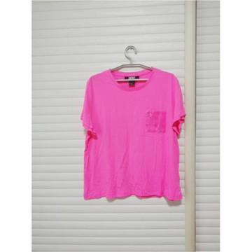 出口歐美外貿原單女夏季棉短袖圓領T恤寬松熒光粉亮片運動休閑t恤