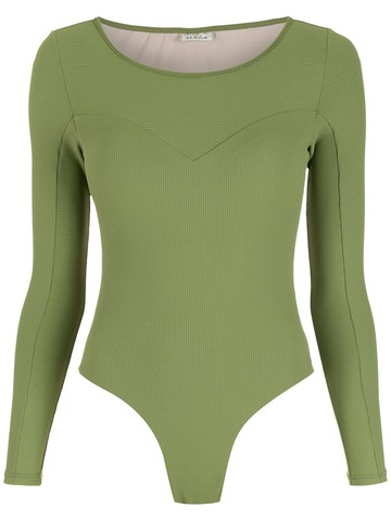 Amir Slama - long sleeves bodysuit - women - Polyamide/Elastane - M - Green