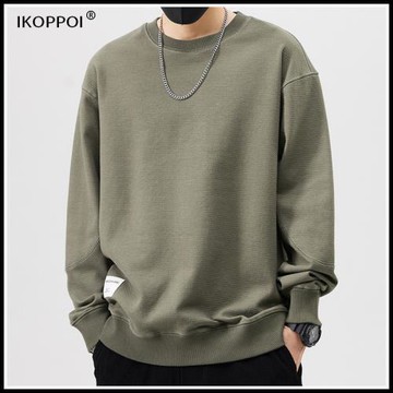 潮牌圓領衛衣男士春秋季寬松休閑百搭打底衫潮流帥氣純色長袖T恤