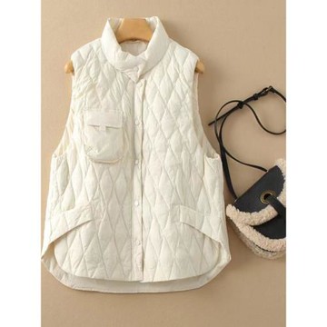 日本外貿一線品牌正品清貨秋冬立領菱形羽絨馬甲無袖背心外套上衣