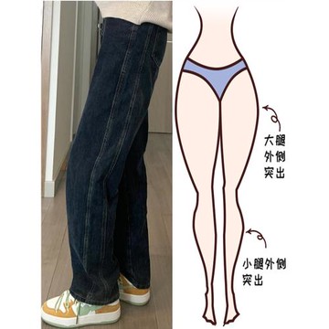 梨形身材直筒牛仔褲女秋冬新款大碼胖mm高腰寬松顯瘦藍灰色闊腿褲