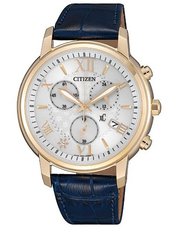 CITIZEN星辰錶 FB1432-21A xC 花漾羅馬光動能三眼計時女錶/藍 38mm｜樂天領券現折★全館特惠中★指定刷卡回饋10%