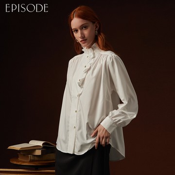 EPISODE - 復古減齡花苞領木耳邊長袖襯衫E35303