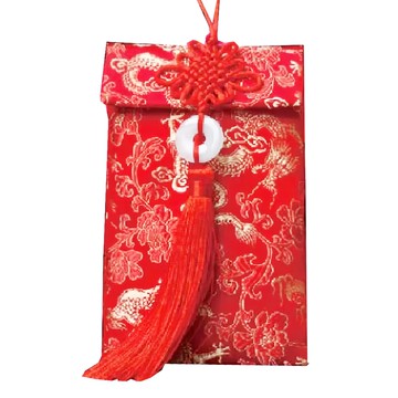 吉祥福氣New錦緞布藝紅包袋 直款玉珮  4個