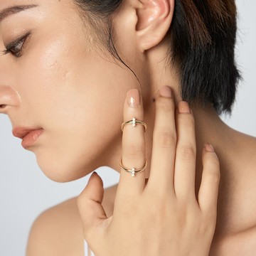 簡約寶石無限戒 925銀厚鍍18K金 Breve Diamond Ring