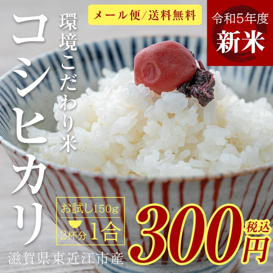 新米 コシヒカリ 1合 150g 令和5年 送料無料 ポイント消化 お試し お茶碗 2杯分 お米 白米 食品 1等級米  米 真空パック 農家直送 滋賀県 ポイント 産地直送