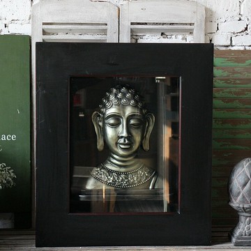 東南亞風格玻璃櫥窗佛像壁掛家居裝飾掛畫餐廳會所玄關佛像壁掛1入