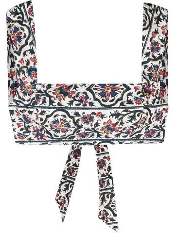 BOTEH - Verbena paisley-print crop top - women - Cotton/Linen/Flax - 3 - White