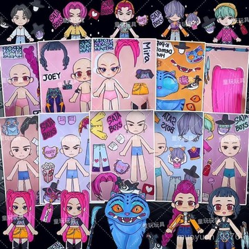 【臺灣-出貨】大張版kpop熱門女團男團精美換裝貼紙兒童益智趣味手工創意貼畵 HYRI