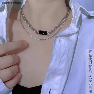鈦鋼不掉色hiphop潮酷雙層項鏈個性鏈子女生嘻哈蹦迪網紅頸鏈