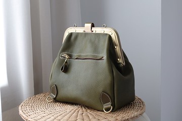 【客订版】传统日式口金背包 橄榄绿
