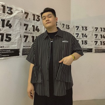 襯衫 150公斤大碼男裝街頭嘻哈復古條紋工裝口袋襯衫 寬松襯衣男女【不二雜貨】