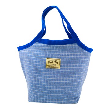 日本進口格紋保冷保溫袋-淺藍色-1入